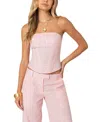 Edikted Arya Linen Look Corset Top In Light Pink