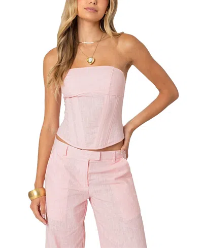 EDIKTED ARYA LINEN LOOK CORSET