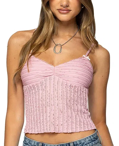 Edikted Aryah Ruffled Tank Top In Pink