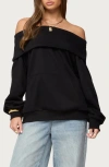 Edikted Ashlee Off The Shoulder Cotton Blend Sweatshirt In Black