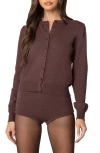 Edikted Ashlin Crewneck Cardigan In Brown