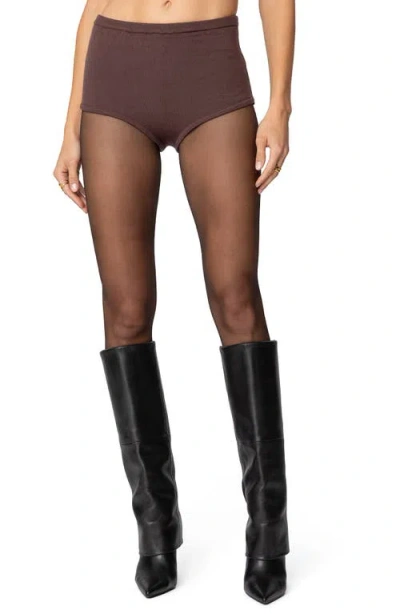 Edikted Ashlin Knit Micro Shorts In Brown