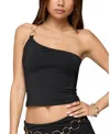 Edikted Ashlyn Ring Chain One-shoulder Crop Top In Black