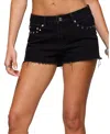 Edikted Ashten Studded Low Rise Denim Shorts In Black