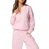 Edikted Ashtin Ruffle Trim Half Zip Sweatshirt In Light-pink