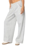 Edikted Ashtin Ruffle Trim Sweatpants In Gray-melange