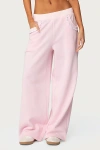 Edikted Ashtin Ruffle Trim Wide Leg Sweatpants In Pink