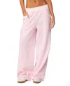 Edikted Ashtin Ruffle Trim Wide Leg Sweatpants In Light-pink