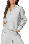 Edikted Ashtin Ruffle Trim Sweatshirt In Gray-melange