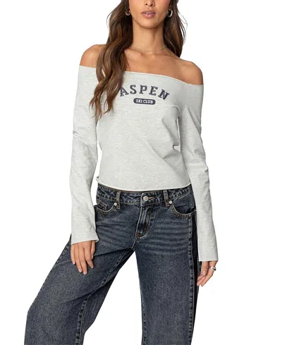 EDIKTED ASPEN SKI CLUB OFF SHOULDER TOP