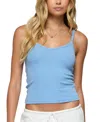 Edikted Aspyn V Neck Ribbed Tank Top In Blue