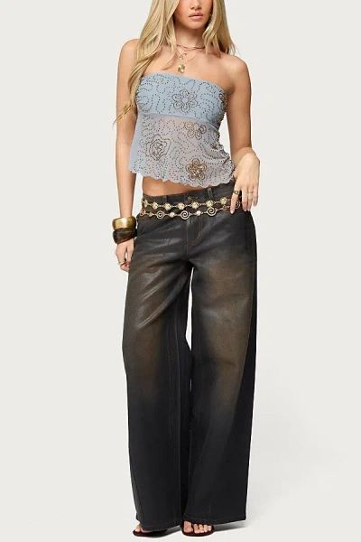 Edikted Astra Beaded Sheer Strapless Top In Light/blue, Women's At Urban Outfitters