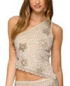 Edikted Astrid Beaded Backless One Shoulder Top In Cream, Women's At Urban Outfitters In Neutral