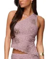 Edikted Astrid Beaded Open Back One-shoulder Top In Pink