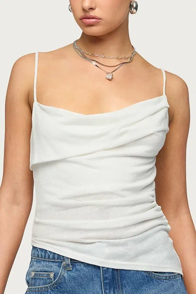 Edikted Asymmetric Cowl Neck Tank Top In White, Women's At Urban Outfitters