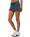 Edikted Asymmetric Denim Wrap Skort In Blue