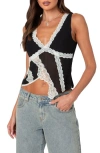 EDIKTED EDIKTED ASYMMETRIC LACE TRIM CHIFFON TANK TOP