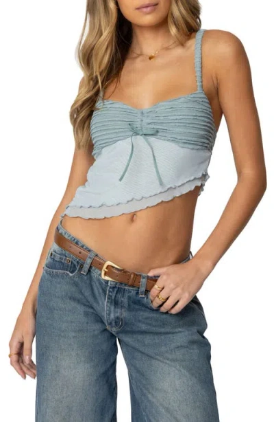 Edikted Asymmetric Ruffle Camisole In Light-blue