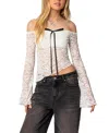 Edikted Off The Shoulder Asymmetric Lace Top In White