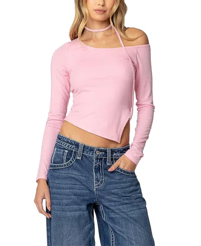 Edikted Asymmetric Two Piece Choker Top In Light-pink
