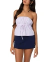 Edikted Augusta Pinstripe Strapless Top In Light Pink