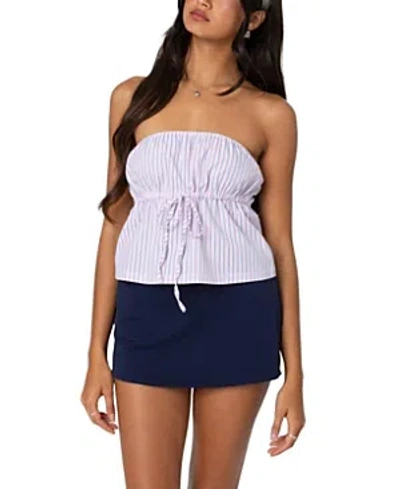 Edikted Augusta Pinstripe Strapless Top In Light Pink