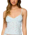 Edikted Aurea Lacey Floral Tank Top In Blue