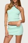 Edikted Aureley Contrast Trim Knit Halter Top In Gray