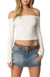 Edikted Aurelie Off The Shoulder Crop Top In Cream