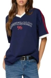 Edikted Australia 96 Contrast Oversized T Shirt In Blue