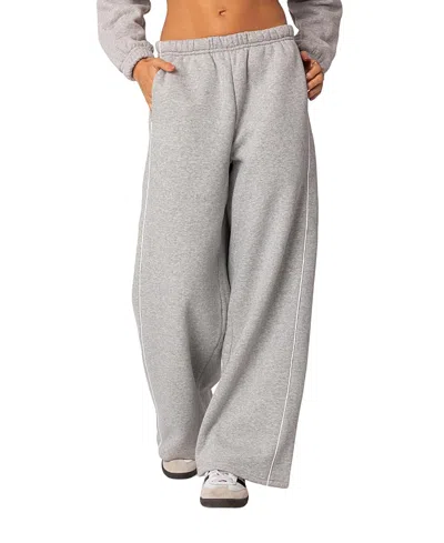 Edikted Autumn Cotton Blend Sweatpants In Gray-melange