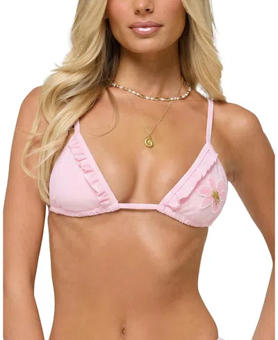 Edikted Avah Ruffle Triangle Bikini Top In Pink