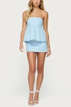 Edikted Avalai Linen Look Strapless Babydoll Top