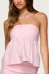 Edikted Avalai Linen Look Strapless Babydoll Top In Pink