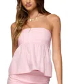 Edikted Avalai Linen Look Strapless Babydoll Top In Pink