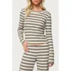 Edikted Avalie Stripe Rib Long Sleeve Top In Multi