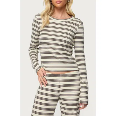 EDIKTED EDIKTED AVALIE STRIPE RIB LONG SLEEVE TOP