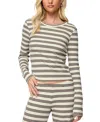 Edikted Avalie Striped Ribbed Long Sleeve T Shirt In White