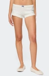 Edikted Avalon Dotted Ruffle Cotton Pointelle Microshorts