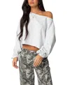 Edikted Aveline Off Shoulder Light Sweatshirt In Gray-melange