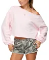 Edikted Aveline Off Shoulder Light Sweatshirt In Pink