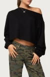 Edikted Aveline One-shoulder Sweatshirt In Black