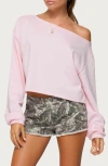 Edikted Aveline One-shoulder Sweatshirt In Pink