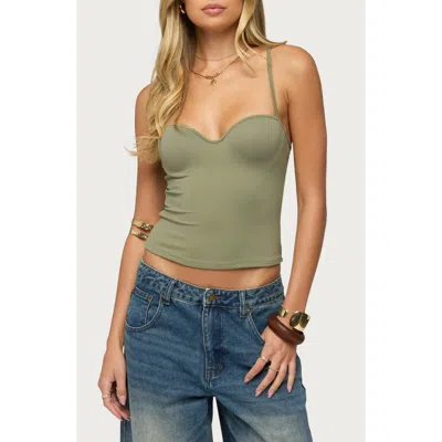 Edikted Aven Sweetheart Neck Built-in Bra Tank In Green
