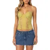Edikted Avena Linen Look Lacey Corset In Green