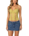 Edikted Avena Linen Look Lacey Corset In Green