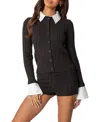 Edikted Avey Detachable Cuff & Collar Cardigan In Dark Gray