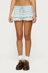 Edikted Avia Stripe Ruffle Drawstring Miniskort In Blue