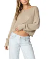 Edikted Aviv Wide Neck Oversized Sweater In Beige
