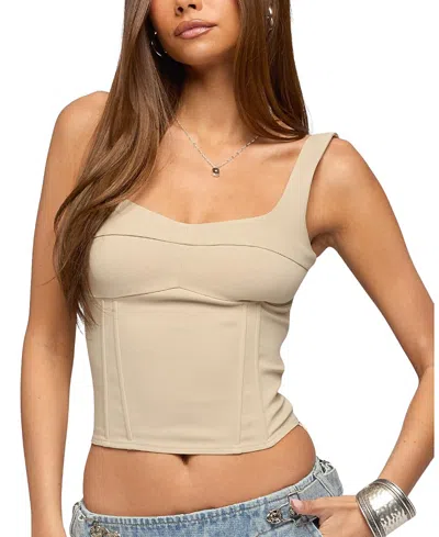 Edikted Awnya Structured Corset Top In Brown